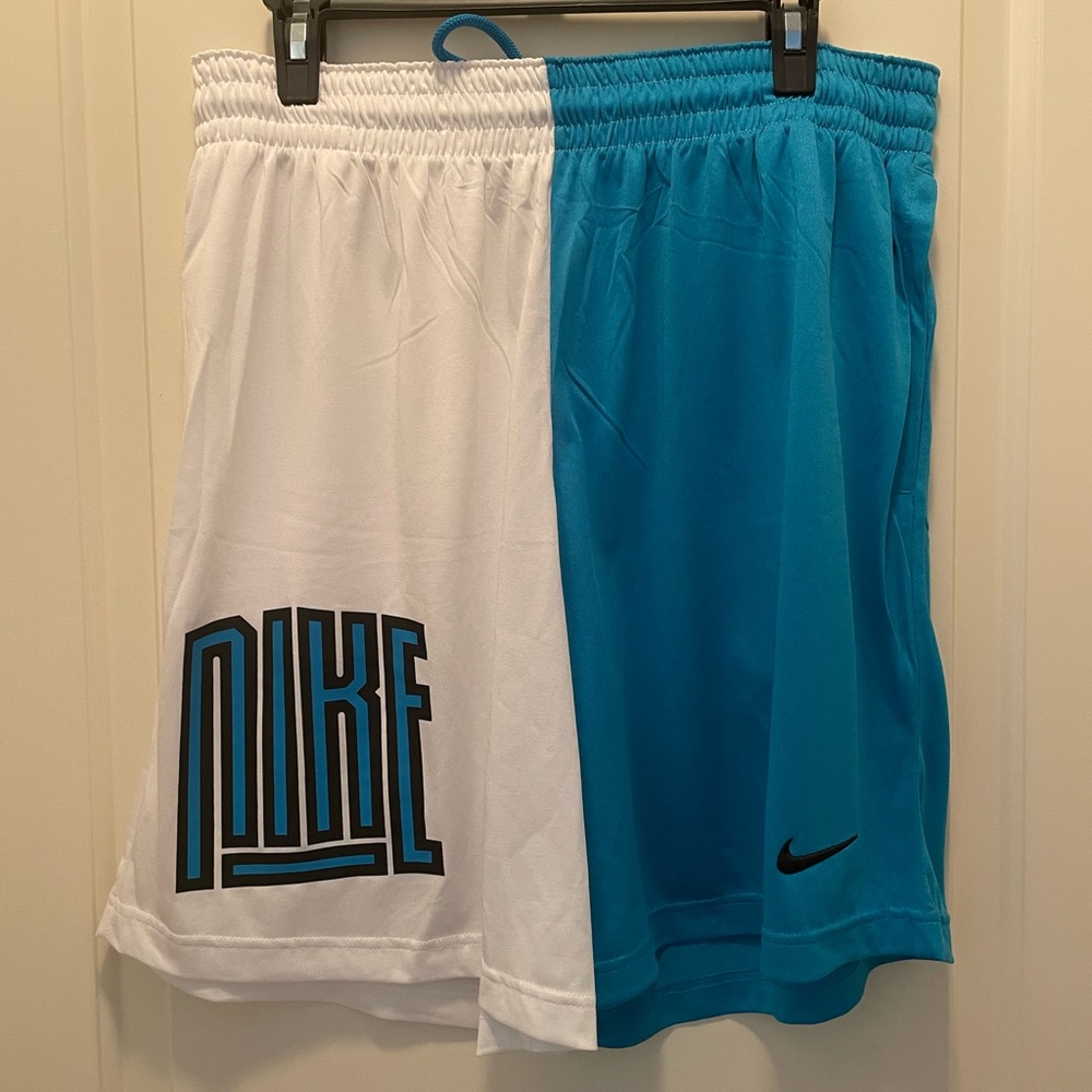 Nike Basketball Shorts - Aqua Blue and White - Men’s Size XL